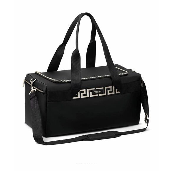 Versace Fragrances Black Duffle with Silver Tone Zipper Travel Overnight Bag New - Picture 1 of 15